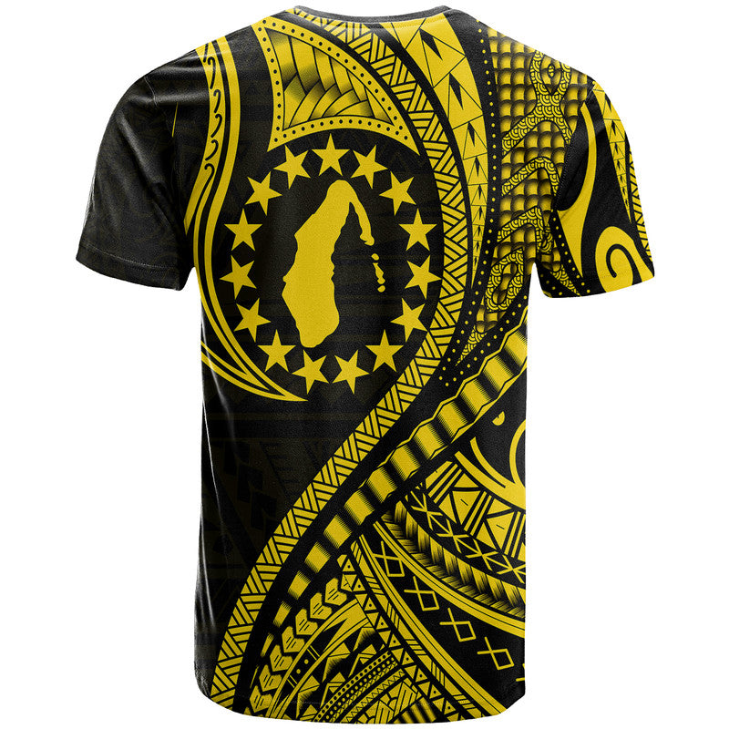 Aitutaki Cook Islands T Shirt Gold Polynesian Wave Style - Wonder Print Shop
