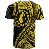 Aitutaki Cook Islands T Shirt Gold Polynesian Wave Style - Wonder Print Shop