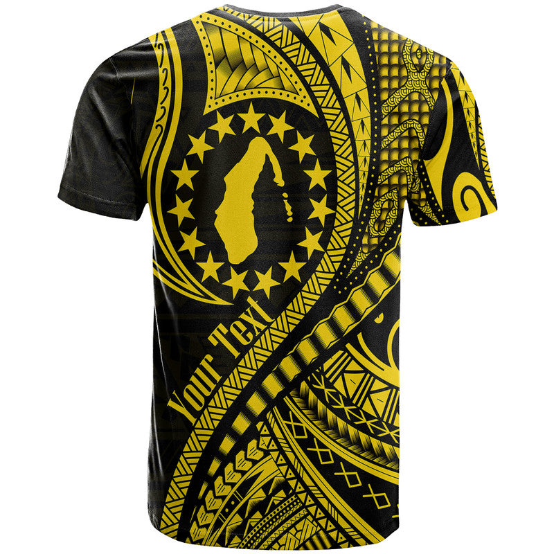 Gold and black T-shirt with star badge, wave diagonal graphics, and tribal patterns