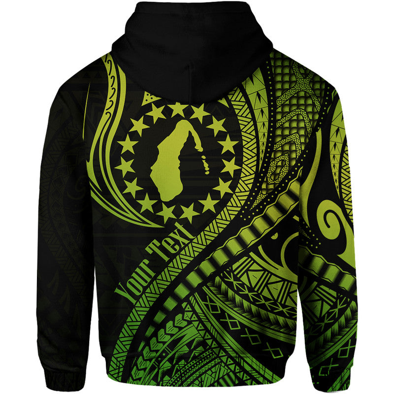 Custom Personalised Aitutaki Cook Islands Hoodie Green Polynesian Wave Style - Wonder Print Shop