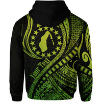 Custom Personalised Aitutaki Cook Islands Hoodie Green Polynesian Wave Style - Wonder Print Shop