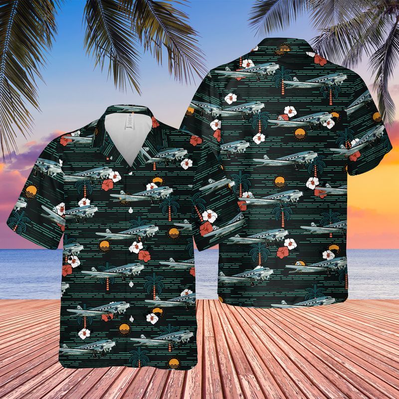 Alaska Airlines Douglas Dc-3 Hawaiian Shirt - Wonder Print Shop
