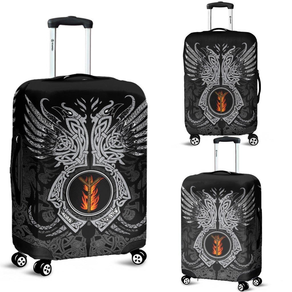 Viking Luggage Cover - Algiz Rune, Raven Tattoo RLT12 - Wonder Print Shop