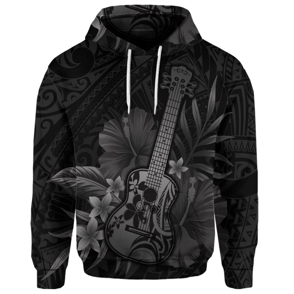 Custom Hawaiian Hawaii Ukulele Flower Hoodie Gray - Wonder Print Shop