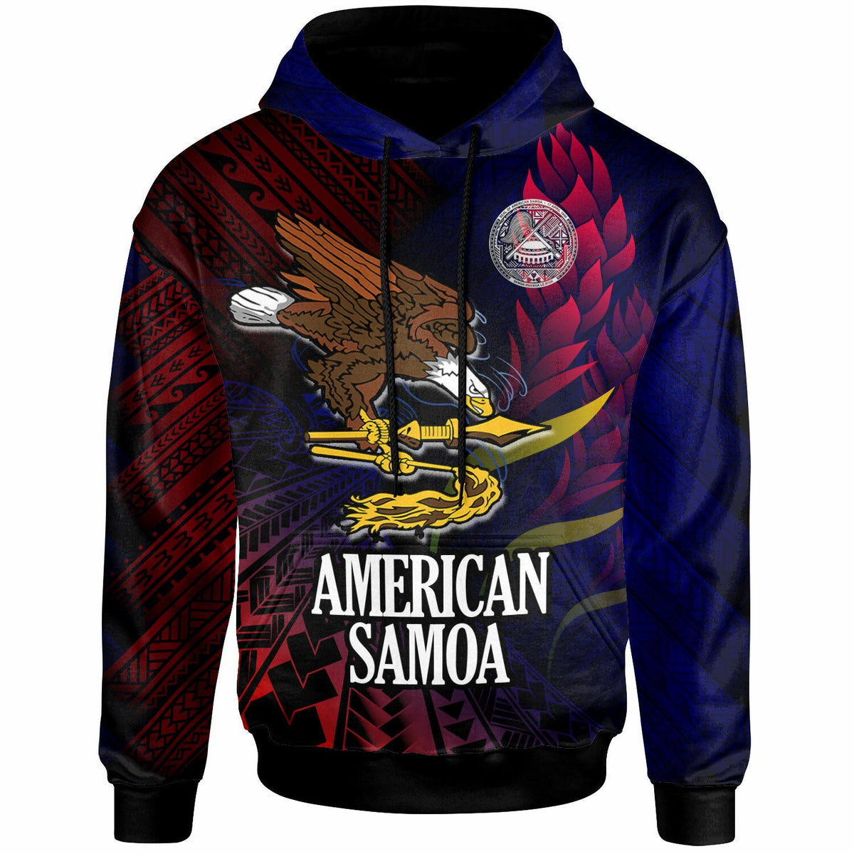 American Samoa Hoodie Custom Seal Of American Samoa Gradient Color Style LT10 - Wonder Print Shop
