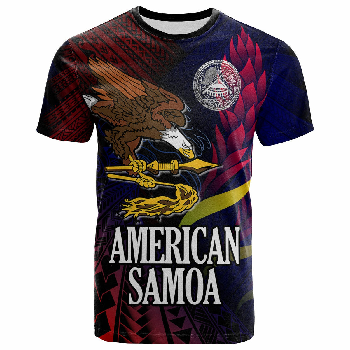 American Samoa T Shirt Custom Seal Of American Samoa Gradient Color Style LT10 - Wonder Print Shop