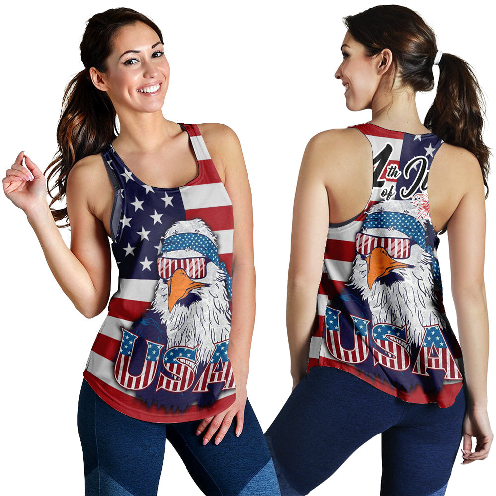 American Flag Eagle Style Women Racerback Tank RLT12 - Wonder Print Shop