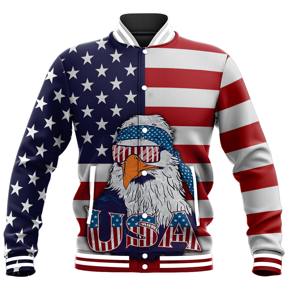 American Flag Eagle Style Baseball Jacket RLT12 - Wonder Print Shop