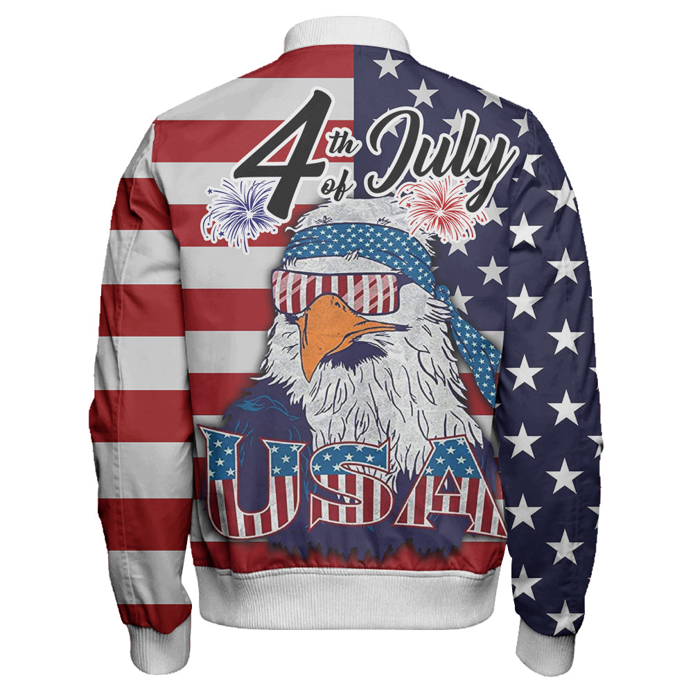American Flag Eagle Style Sleeve Zip Bomber Jacket RLT12 - Wonder Print Shop