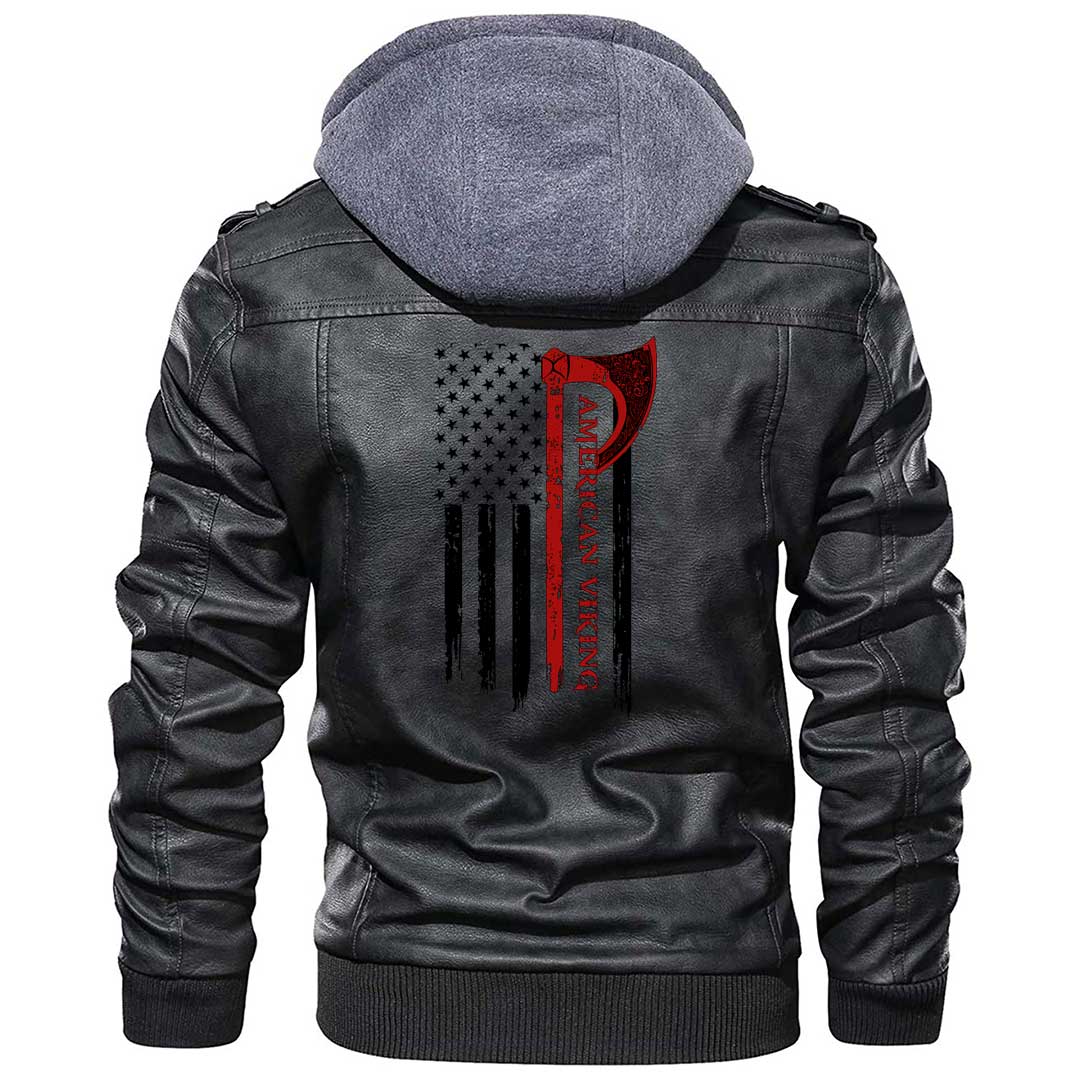 Viking Clothing Viking American Viking Zipper Leather Jacket RLT12 - Wonder Print Shop