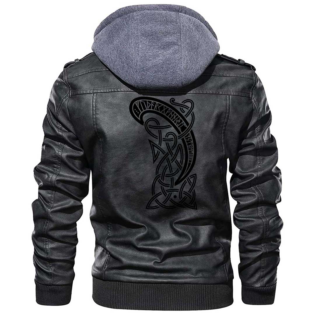 Viking Clothing Viking Ancient Celtic Scandinavian Knot Zipper Leather Jacket RLT12 - Wonder Print Shop