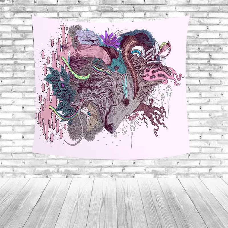 Native American Ancient Rabbit Deer Owl Fox Wolf Bird Tribal Tapestry LT10 - Wonder Print Shop