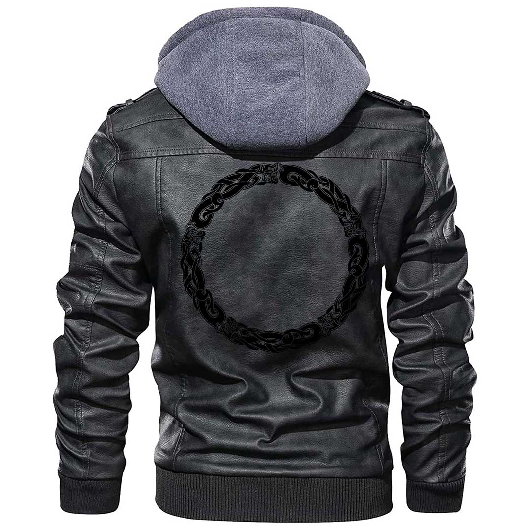 Viking Clothing Viking Ancient Scandinavian Celtic Zipper Leather Jacket RLT12 - Wonder Print Shop
