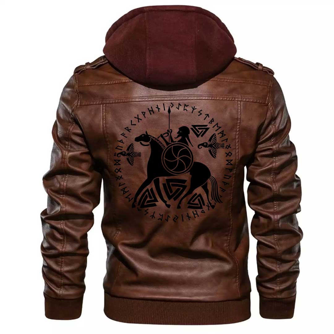 Viking Clothing Viking Ancient Scandinavian God Odin Zipper Leather Jacket RLT12 - Wonder Print Shop