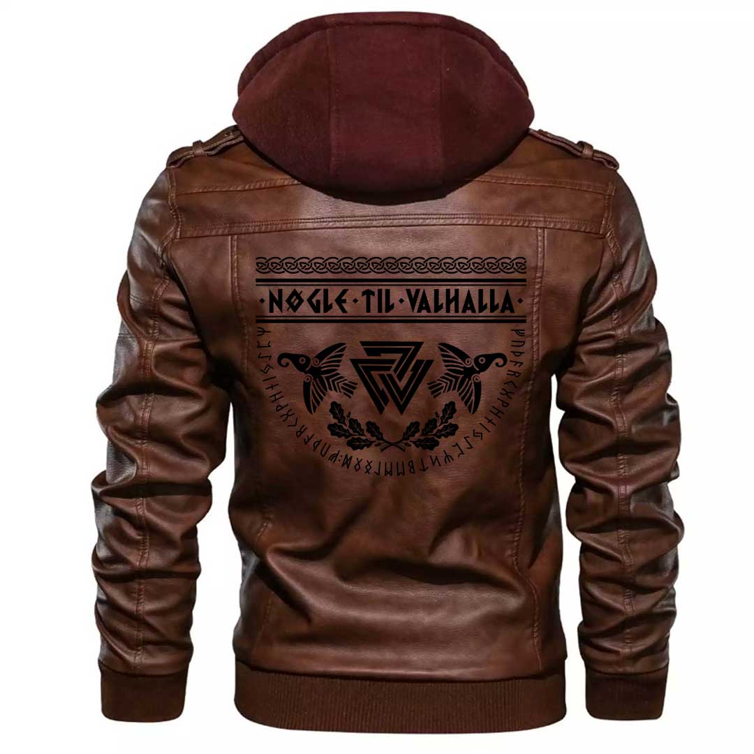 Viking Clothing Viking Ancient Scandinavian Runes Slogan Zipper Leather Jacket RLT12 - Wonder Print Shop