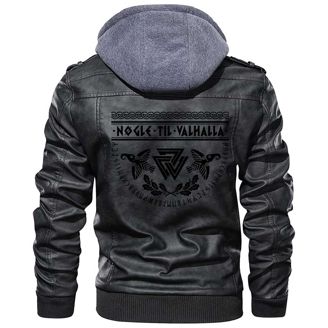 Viking Clothing Viking Ancient Scandinavian Runes Slogan Zipper Leather Jacket RLT12 - Wonder Print Shop