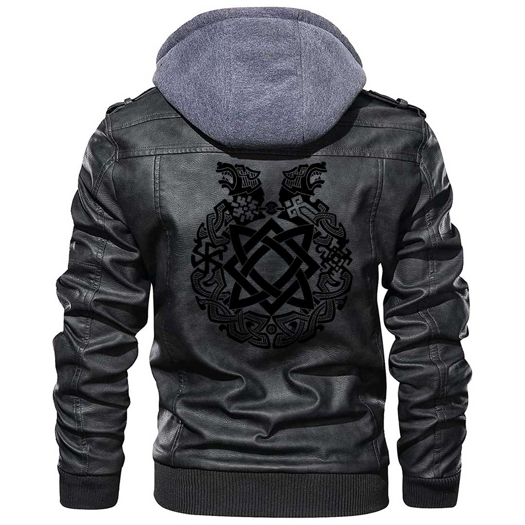 Viking Clothing Viking Ancient Slavic Ornament Symbols Of Slavic Gods Zipper Leather Jacket RLT12 - Wonder Print Shop