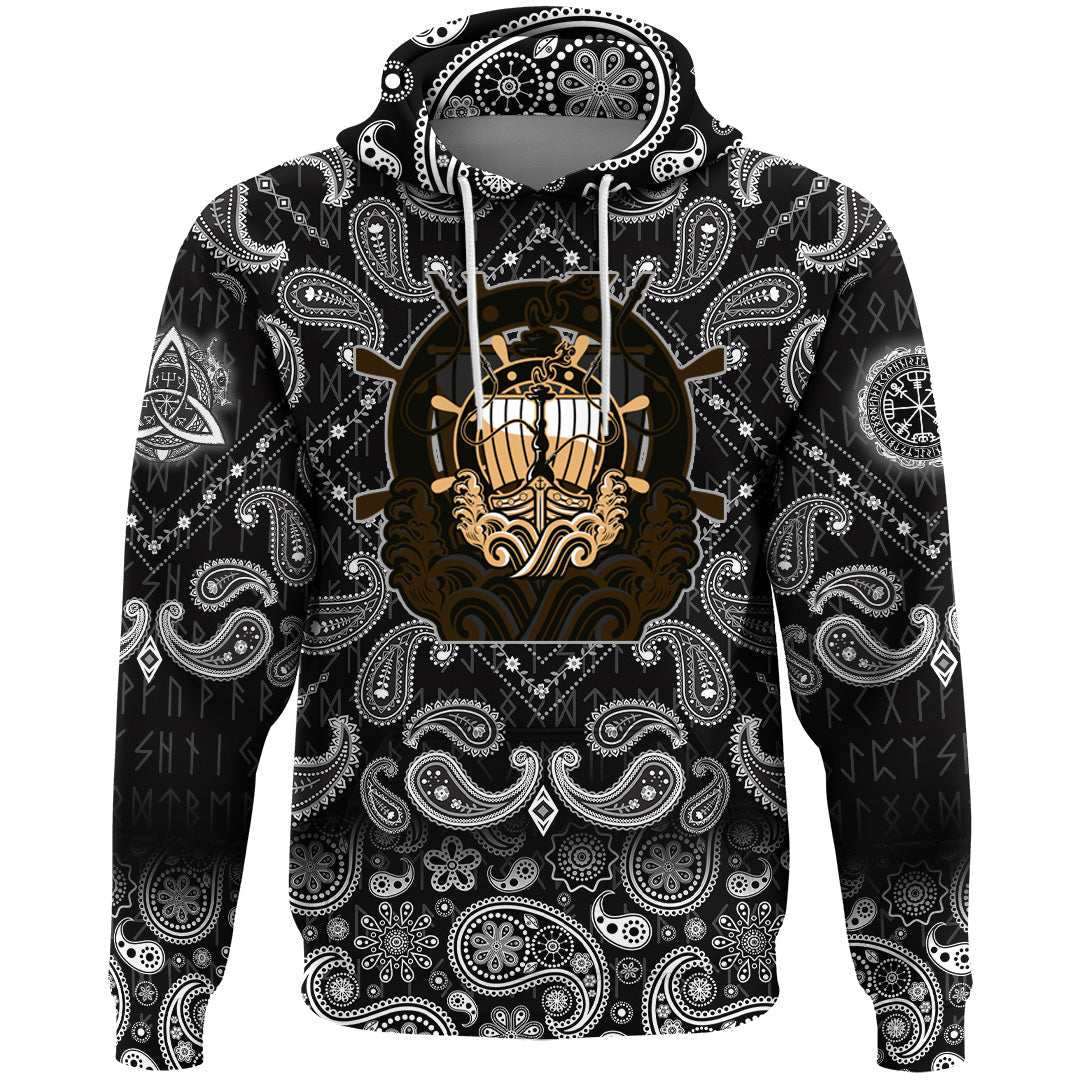 Viking Hoodie Ancient Vessel ShishLogo with Bandana Paisley Style RLT12 - Wonder Print Shop