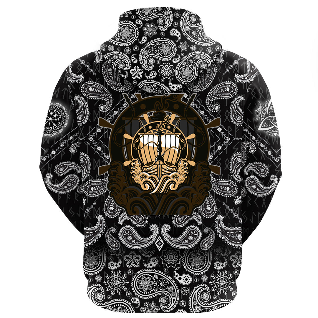 Viking Hoodie Ancient Vessel ShishLogo with Bandana Paisley Style RLT12 - Wonder Print Shop