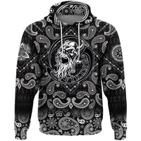 Viking Hoodie Ancient Warrior Skull with Bandana Paisley Style RLT12 - Wonder Print Shop