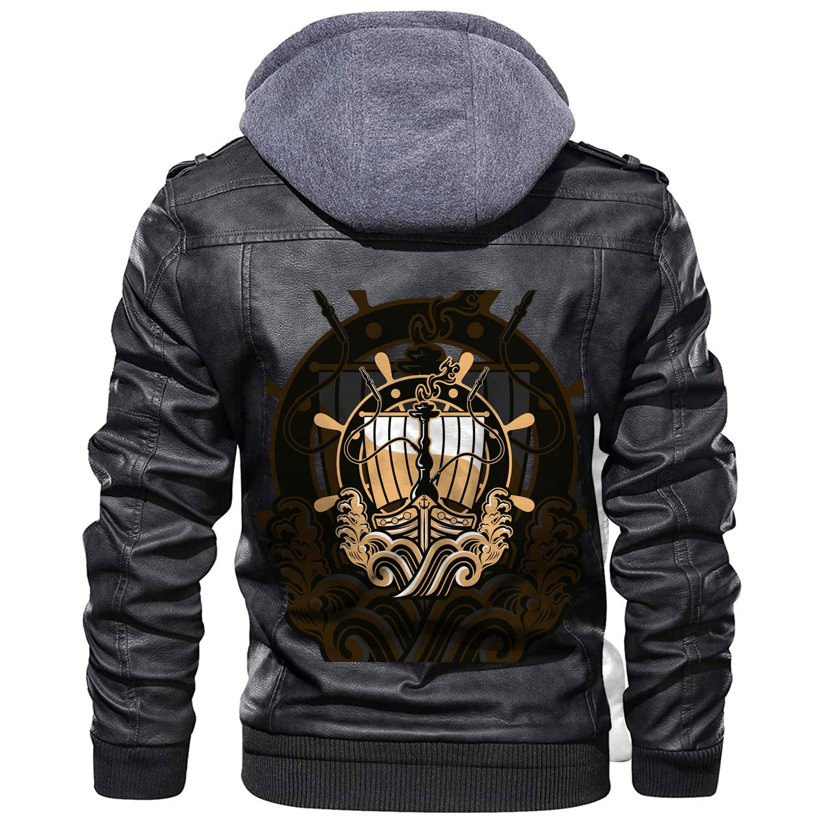 Viking Ancient Vessel Shisha Logo Leather Jacket RLT12 - Wonder Print Shop