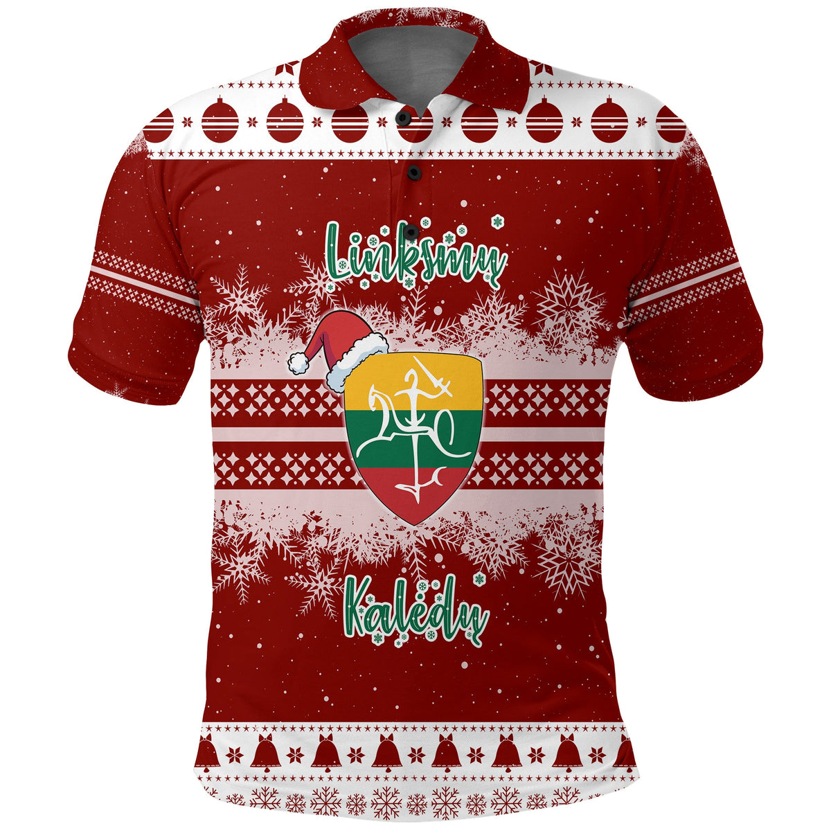 Christmas Lithuania Polo Shirt Folk Style - Wonder Print Shop
