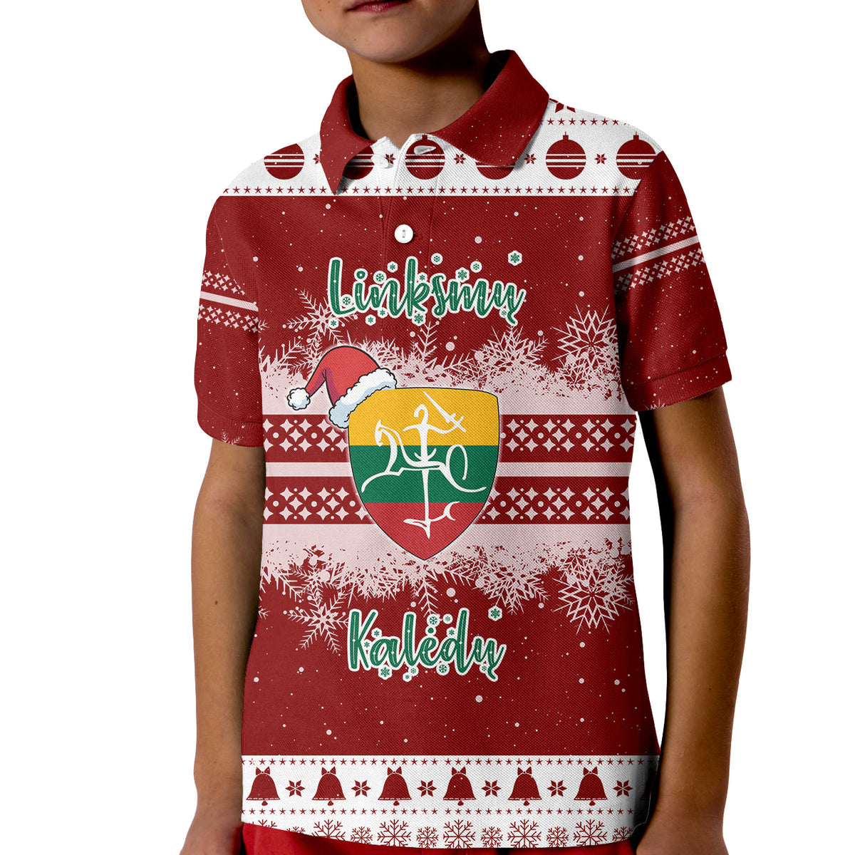 Christmas Lithuania Polo Shirt Folk Style for Kid - Wonder Print Shop