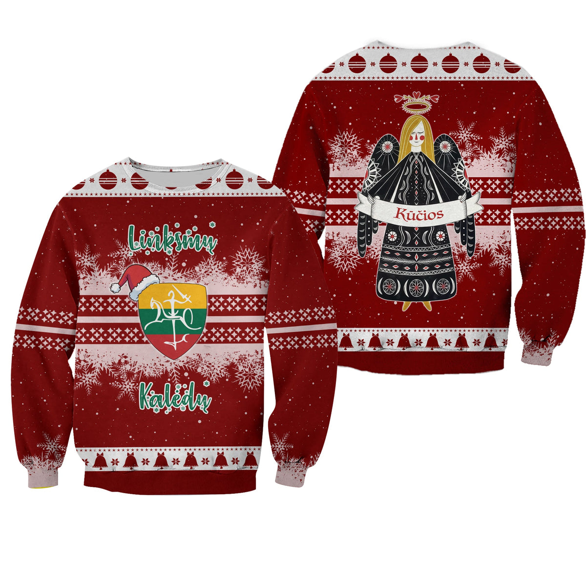 Kios Angel Lithuania Folk Style Christmas Sweatshirt - Wonder Print Shop