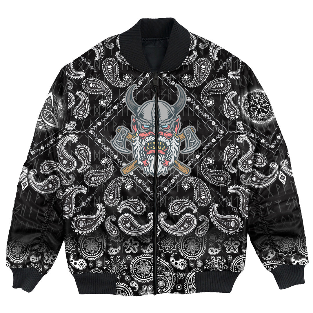 Viking Bomber Jacket Angry Old with Bandana Paisley Style RLT12 - Wonder Print Shop
