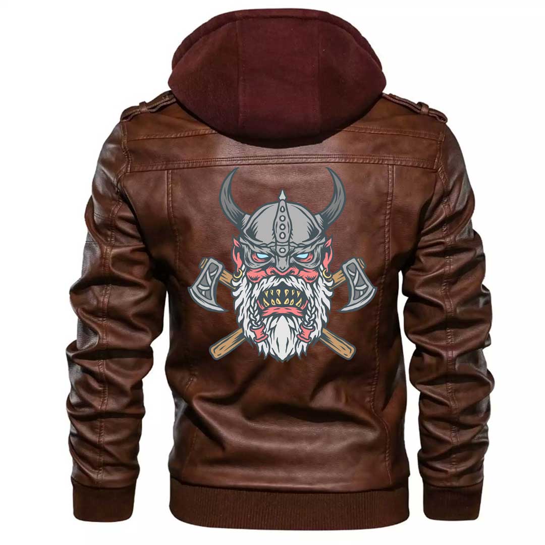 Viking Clothing Viking Angry Old Zipper Leather Jacket RLT12 - Wonder Print Shop