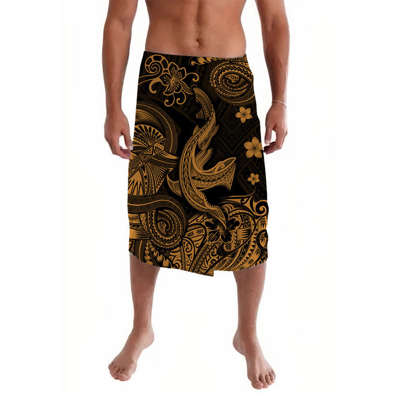 Hawaii Angry Shark Polynesian Lavalava Unique Style - Gold LT8 - Wonder Print Shop