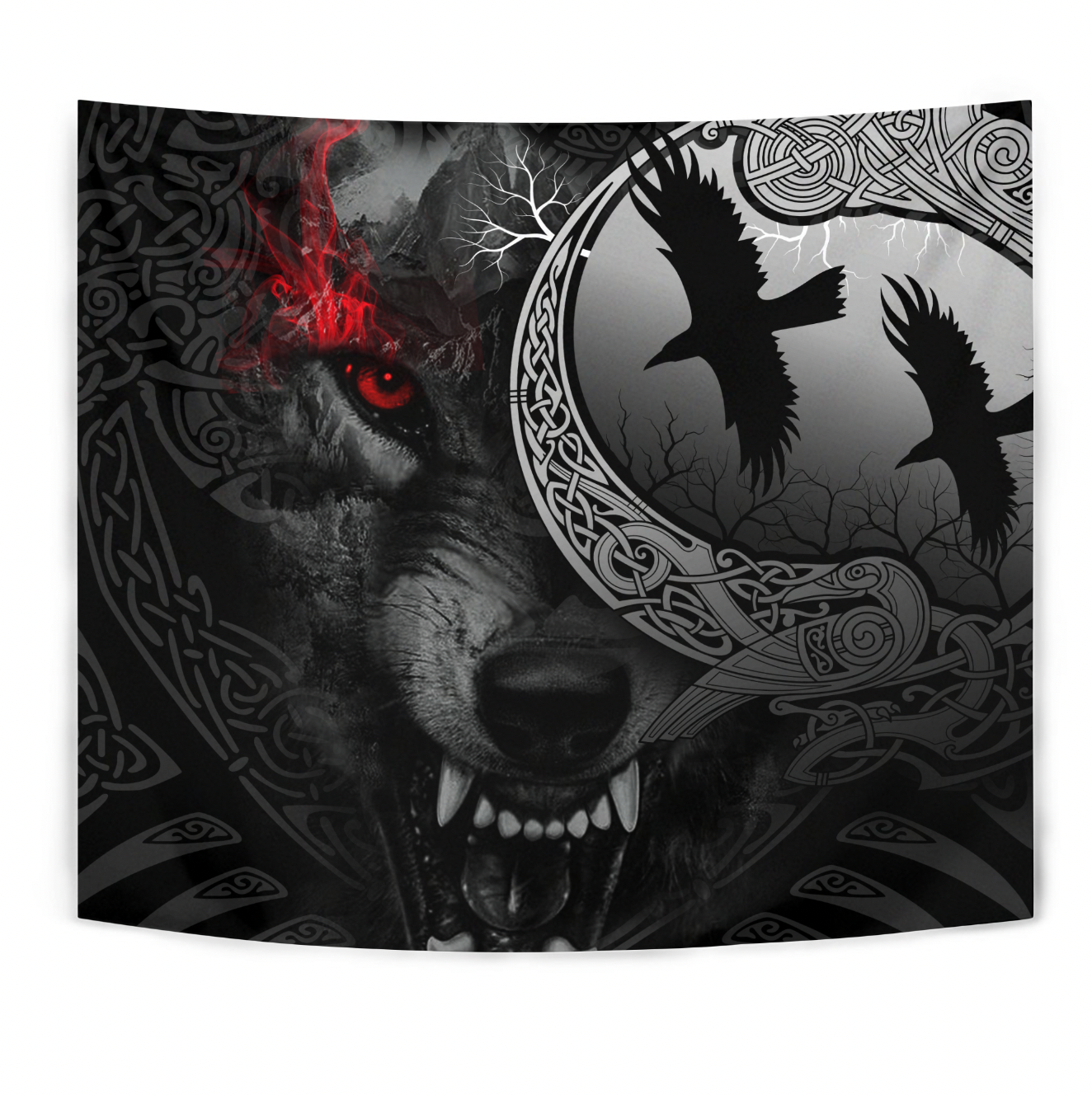 Viking Tapestry - Angry Moon Wolf RLT12 - Wonder Print Shop