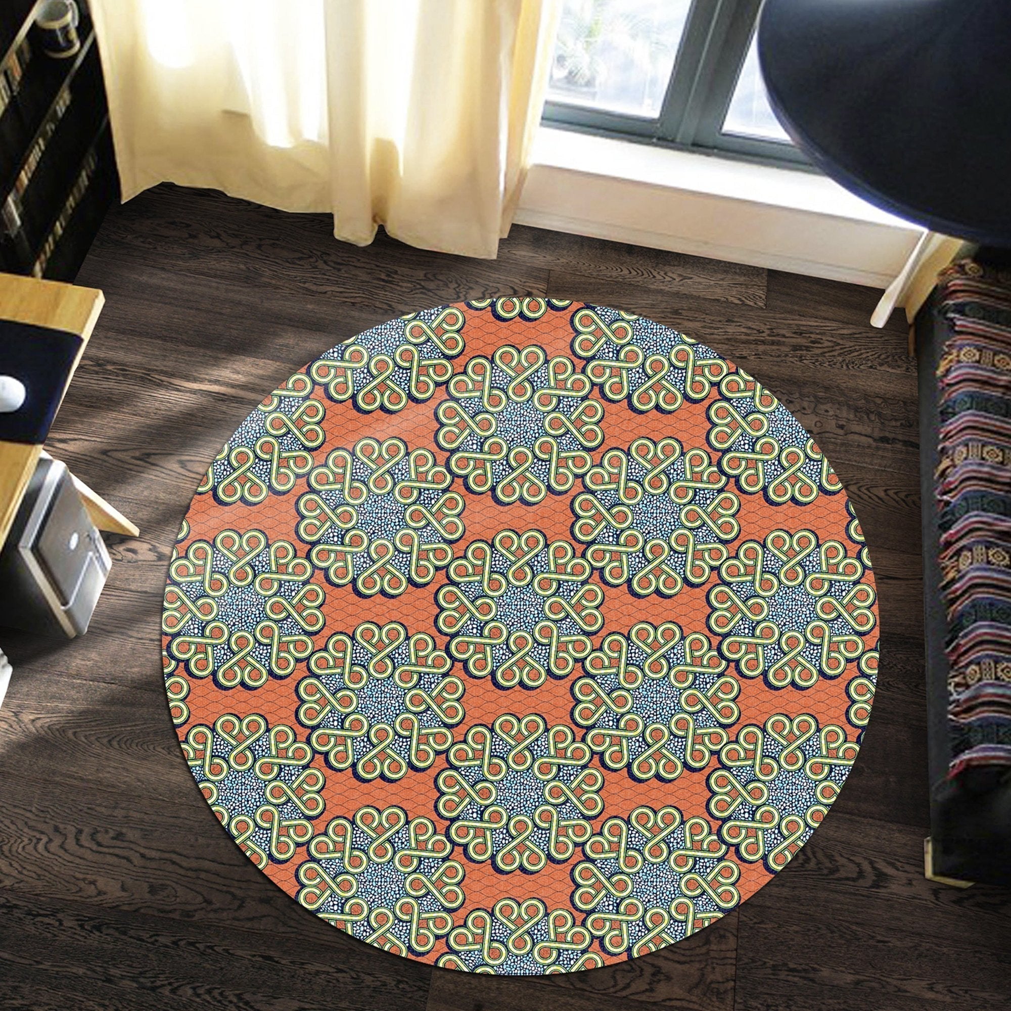 african-carpet-ankara-orange-round-carpet