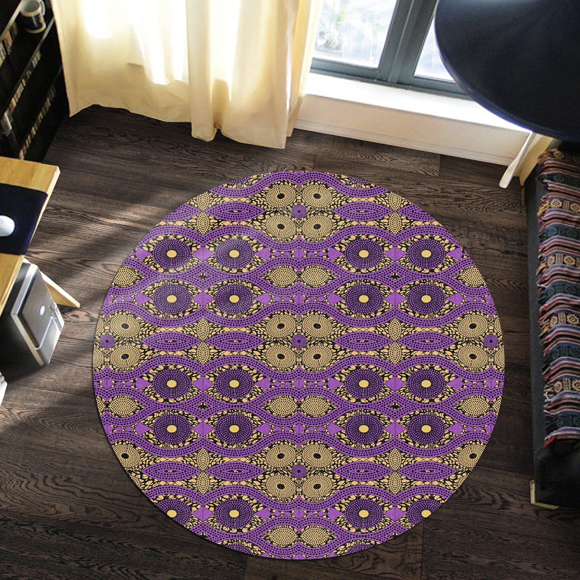 african-carpet-ankara-violet-cowrie-round-carpet