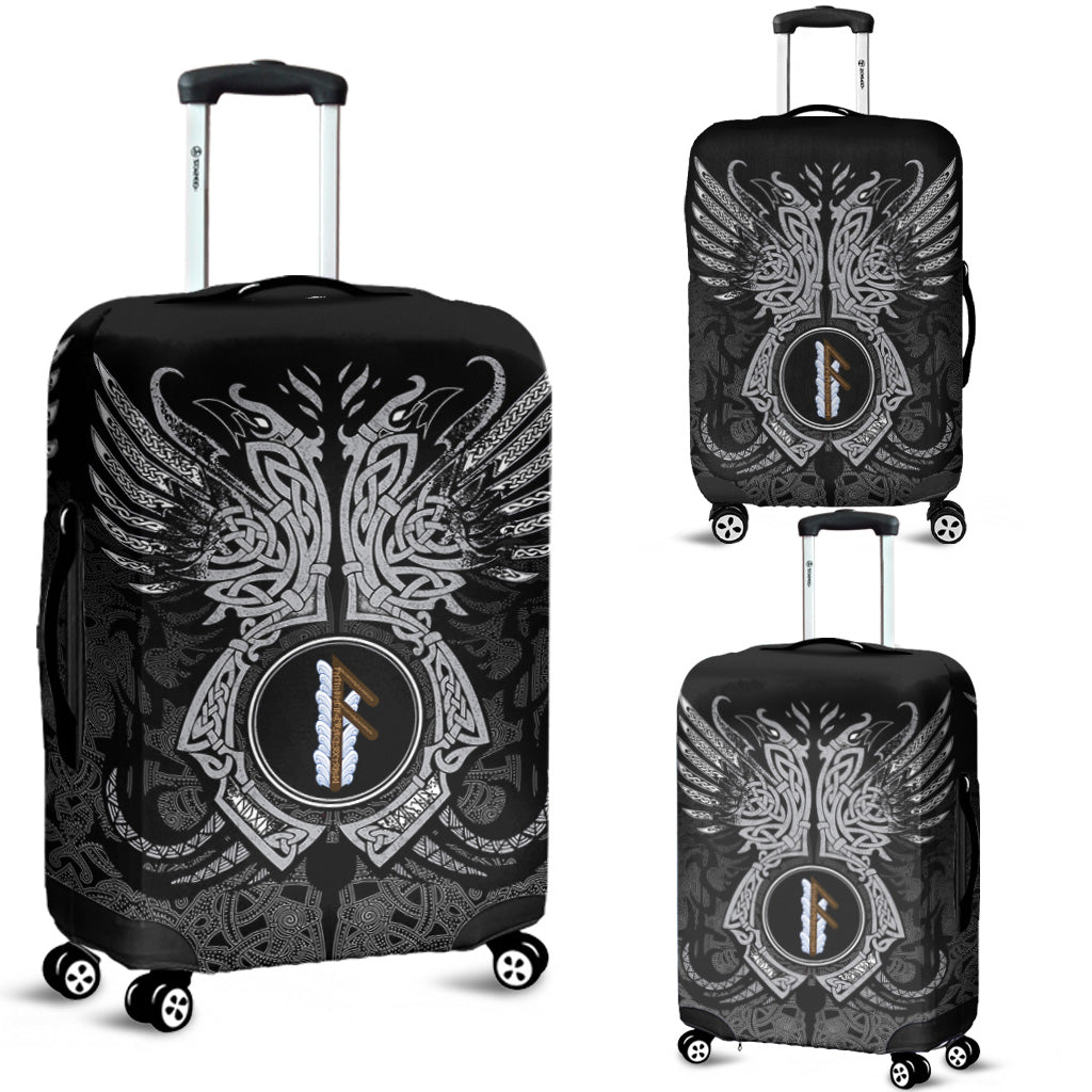 Viking Luggage Cover - Ansuz Rune, Raven Tattoo RLT12 - Wonder Print Shop