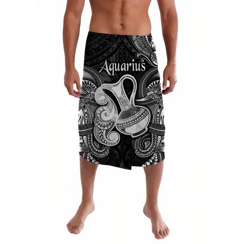 Aquarius Zodiac Polynesian Lavalava Unique Style - Black LT8 - Wonder Print Shop