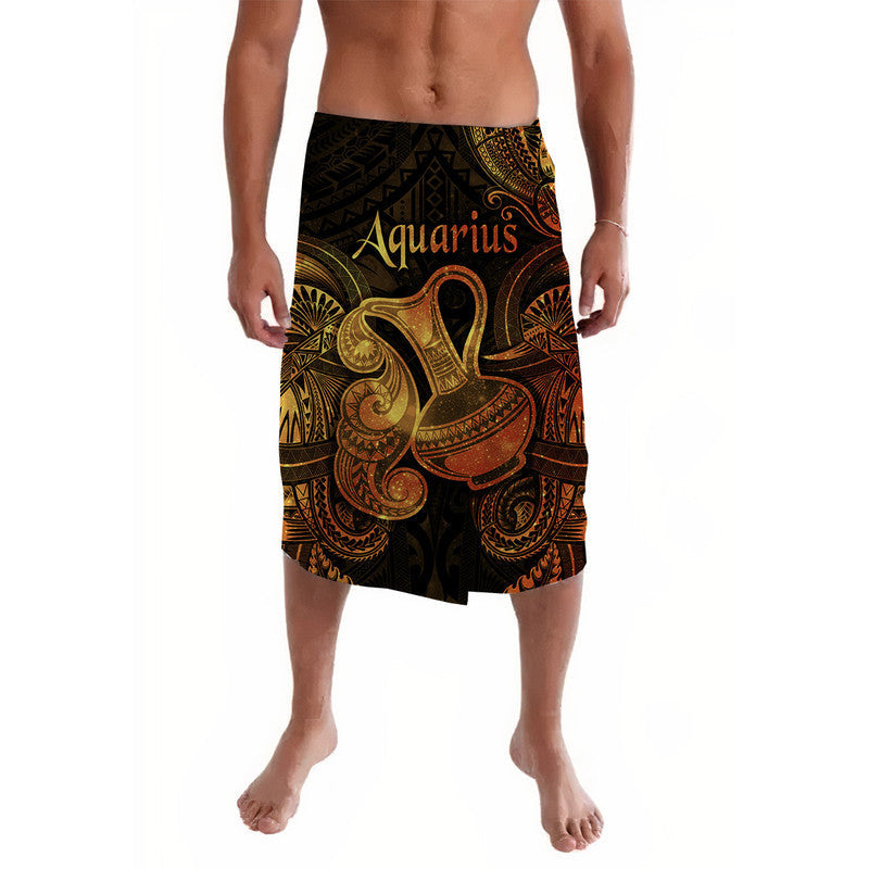 Aquarius Zodiac Polynesian Lavalava Unique Style - Gold LT8 - Wonder Print Shop