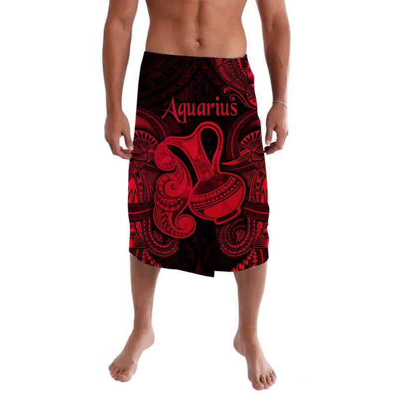 Aquarius Zodiac Polynesian Lavalava Unique Style - Red LT8 - Wonder Print Shop