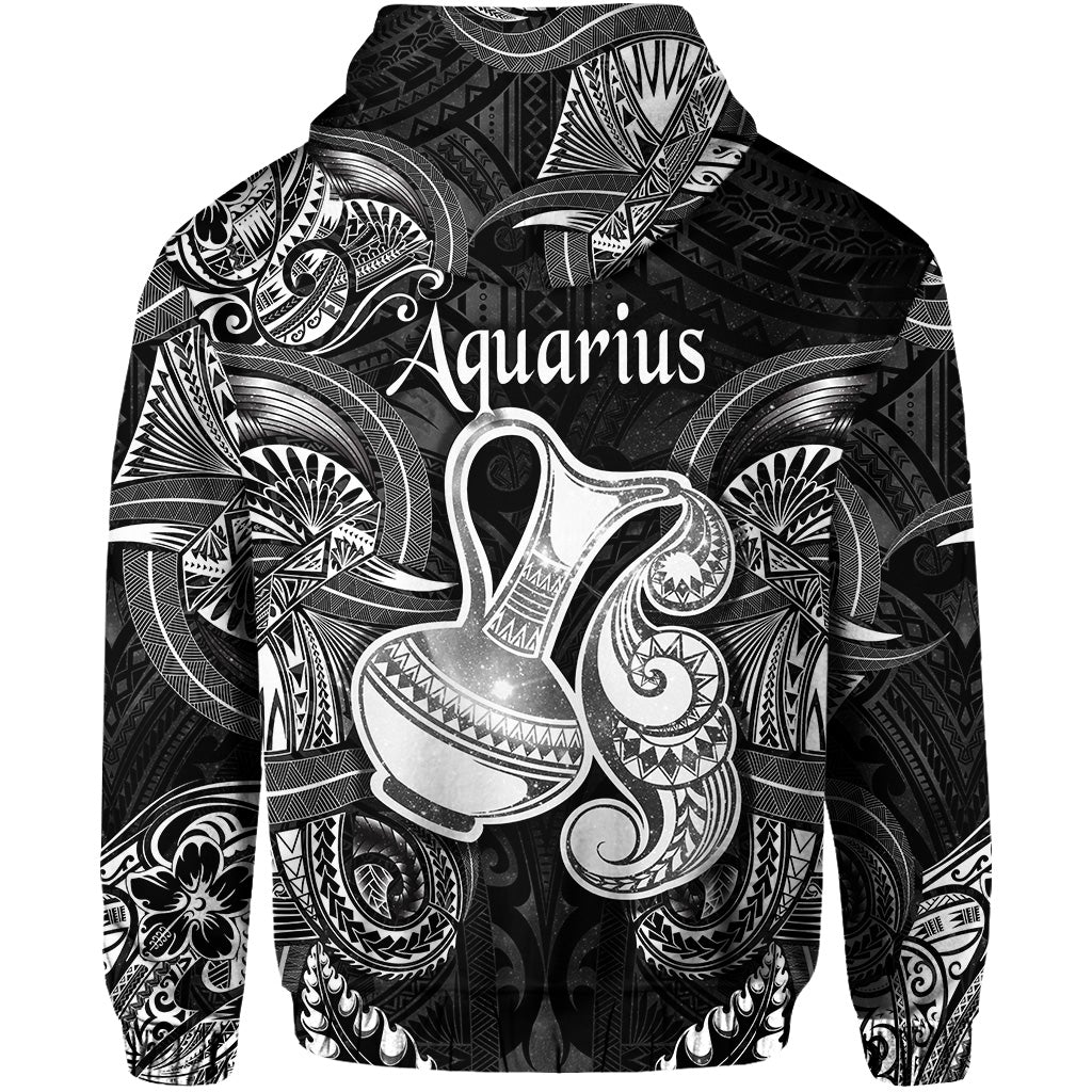 Aquarius Zodiac Polynesian Hoodie Unique Style Black LT8 - Wonder Print Shop