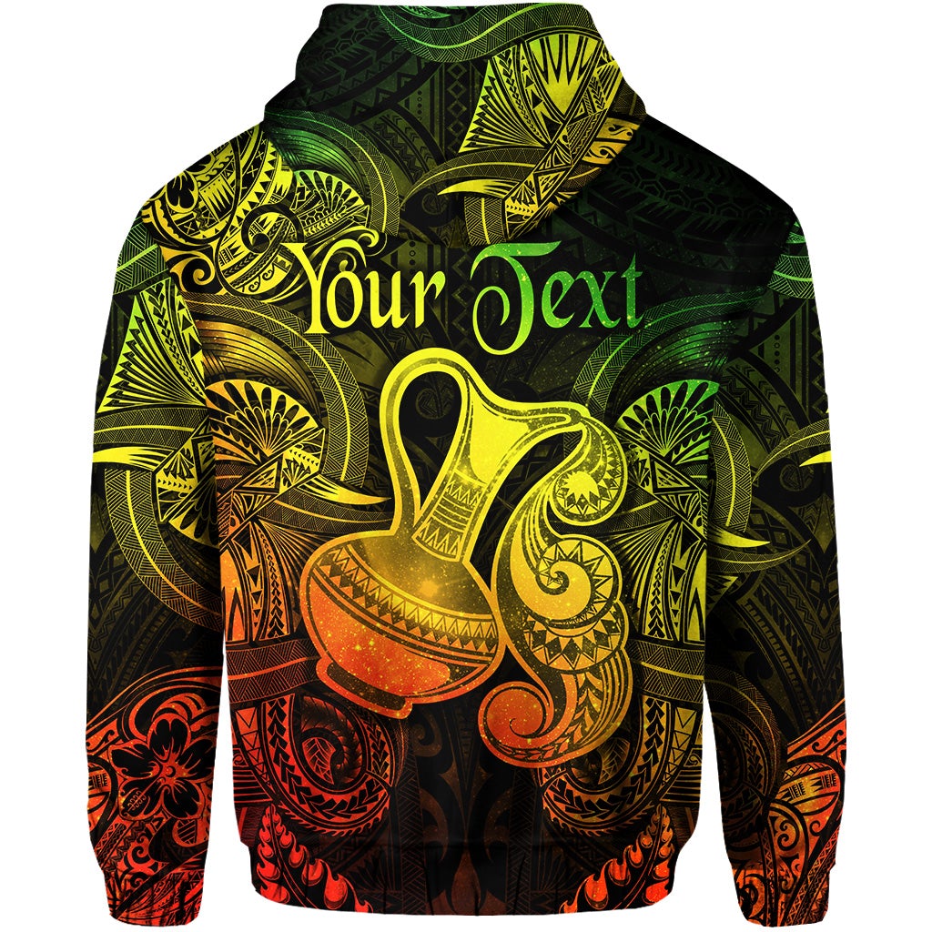 Custom Aquarius Zodiac Polynesian Zip Hoodie Unique Style Reggae LT8 - Wonder Print Shop