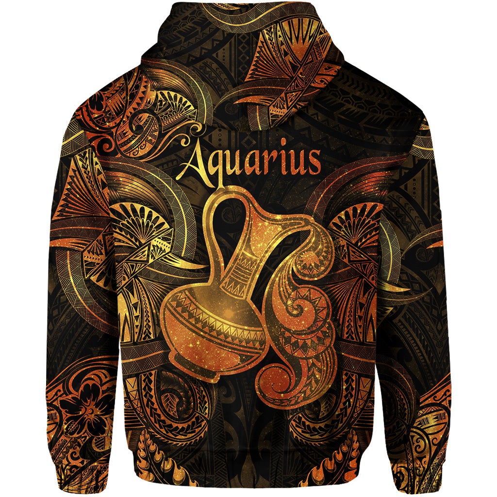 Aquarius Zodiac Polynesian Hoodie Unique Style Gold LT8 - Wonder Print Shop