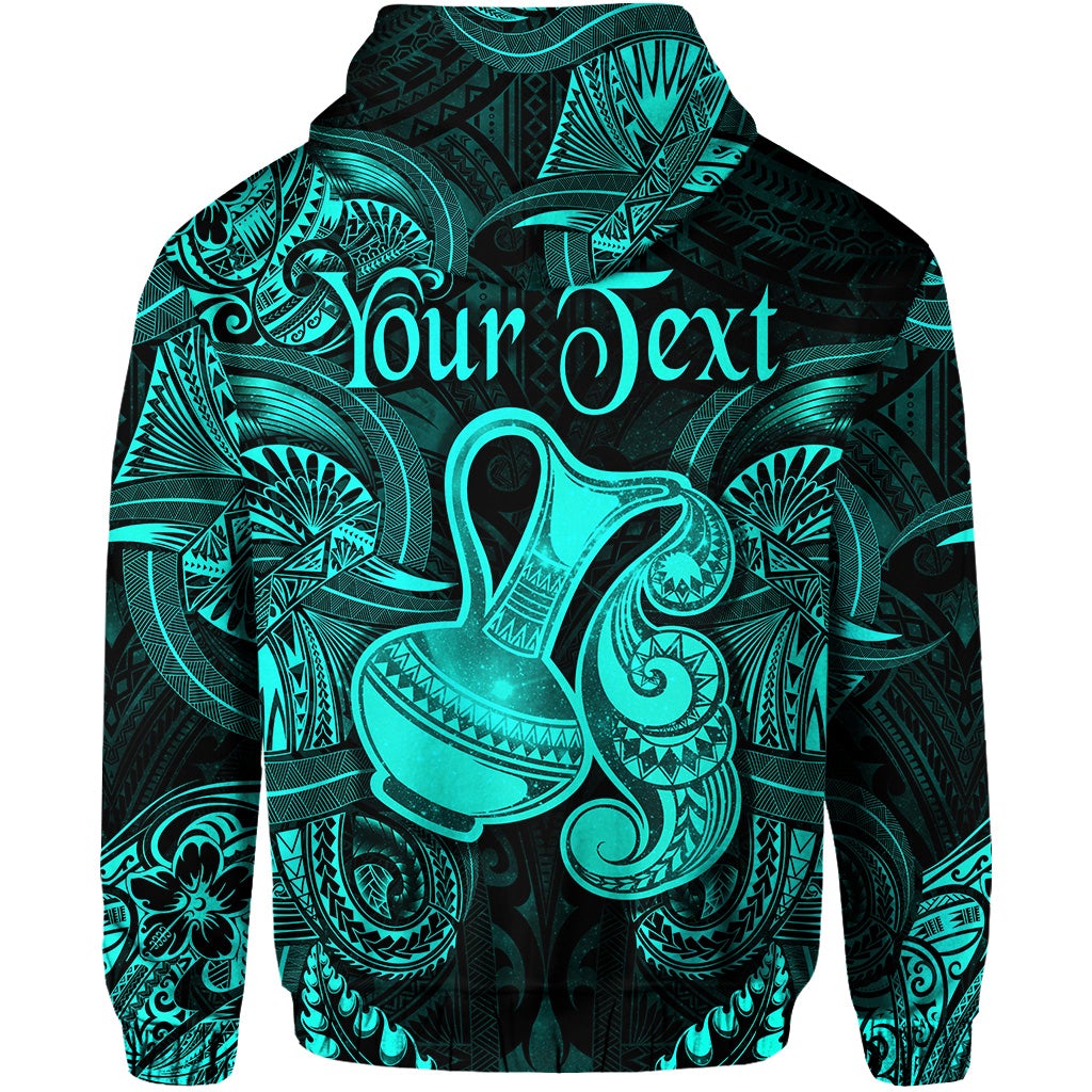 Custom Aquarius Zodiac Polynesian Hoodie Unique Style Turquoise LT8 - Wonder Print Shop