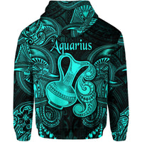 Aquarius Zodiac Polynesian Hoodie Unique Style Turquoise LT8 - Wonder Print Shop