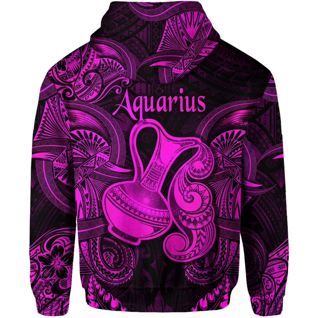 Aquarius Zodiac Polynesian Hoodie Unique Style Pink LT8 - Wonder Print Shop