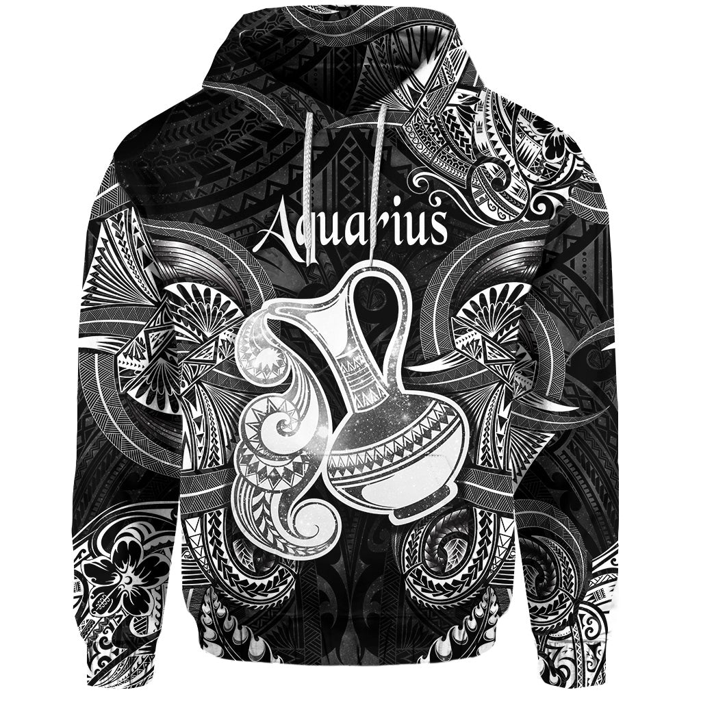 Aquarius Zodiac Polynesian Hoodie Unique Style Black LT8 - Wonder Print Shop