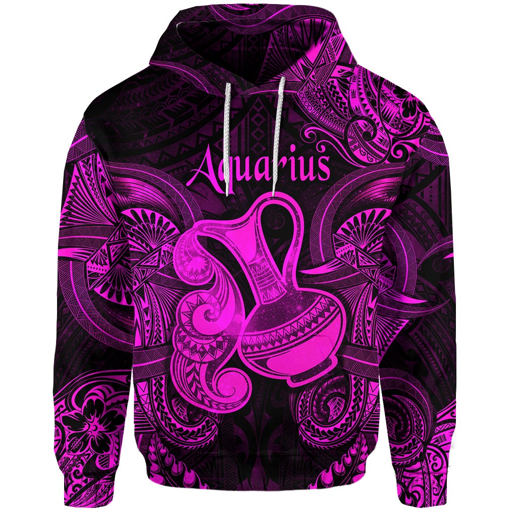 custom-personalised-aquarius-zodiac-polynesian-hoodie-unique-style-pink
