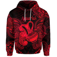 Aquarius Zodiac Polynesian Hoodie Unique Style Red LT8 - Wonder Print Shop