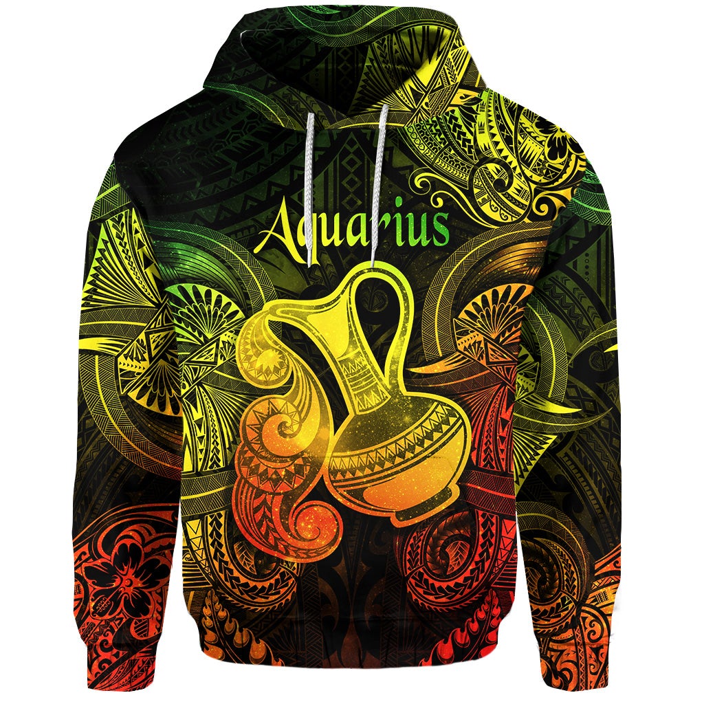 Custom Aquarius Zodiac Polynesian Hoodie Unique Style Reggae LT8 - Wonder Print Shop