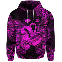Aquarius Zodiac Polynesian Hoodie Unique Style Pink LT8 - Wonder Print Shop