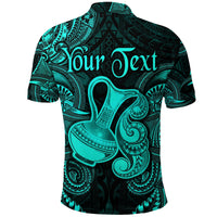 Custom Aquarius Zodiac Polynesian Polo Shirt Unique Style Turquoise LT8 - Wonder Print Shop